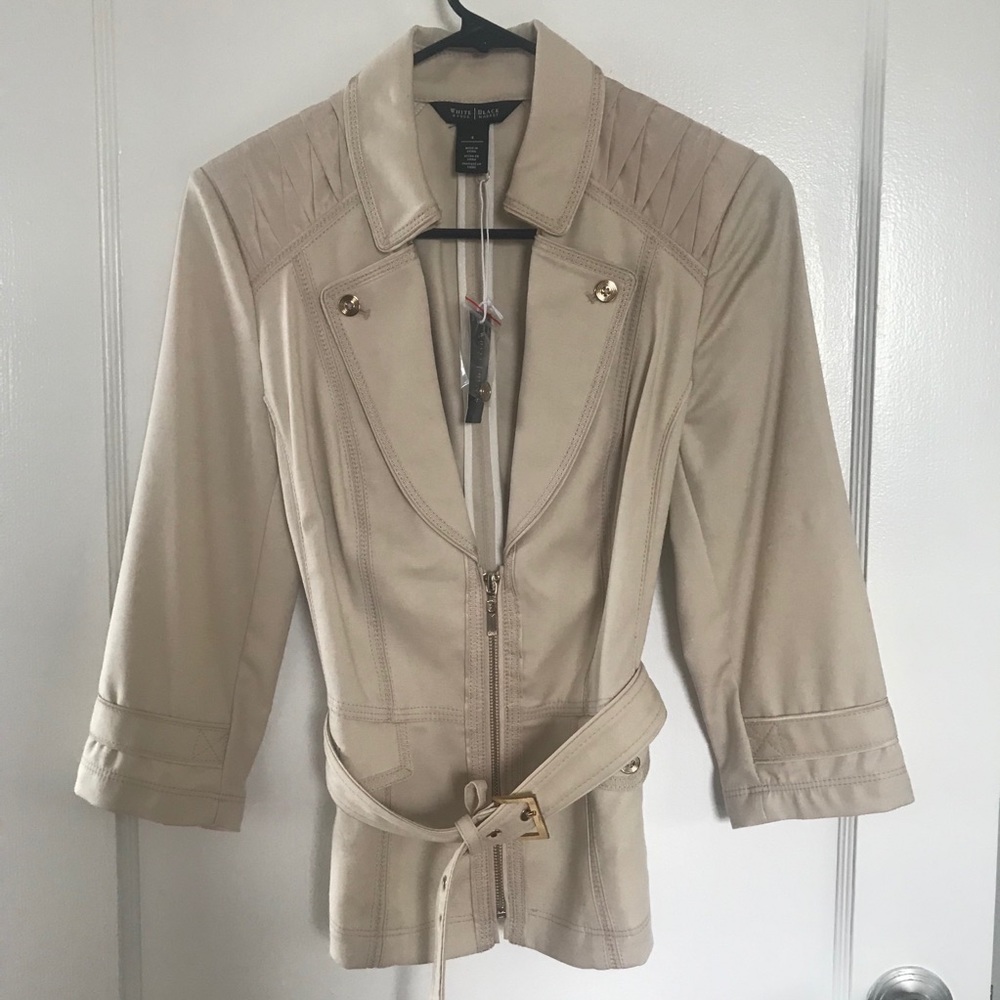 WHBM short flirty trench Jacket 3-quarter sleeve NWT Size 4